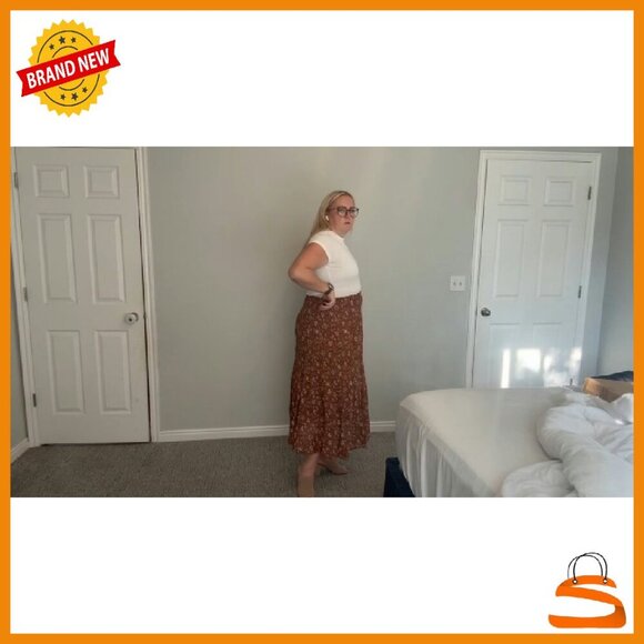 Chiffon Maxi Skirt Elastic Waist Flowy A-Line Long Skirt - Picture 7 of 8